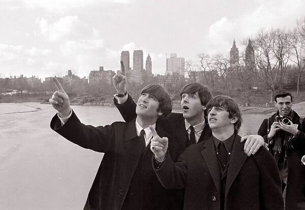 Beatles tour of USA 1964 New York City 8th February 1964 L-R John Lennon Paul