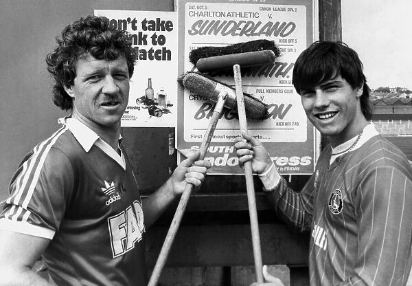 Charlton Athletic footballers Mick Flanagan (left) and Robert Lee prepare Selhurst Park
