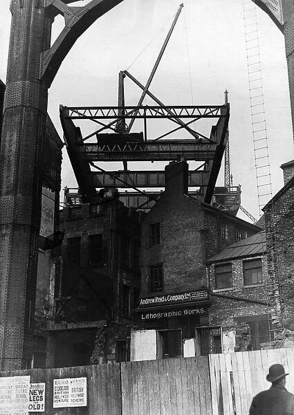 Construction of the new Tyne Bridge, Newcastle. The structure (or approach