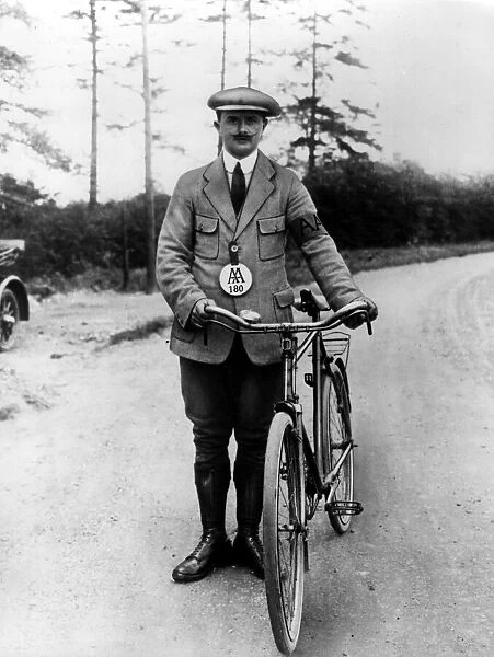 An a cycle patrolman, who indicated dangers on the road
