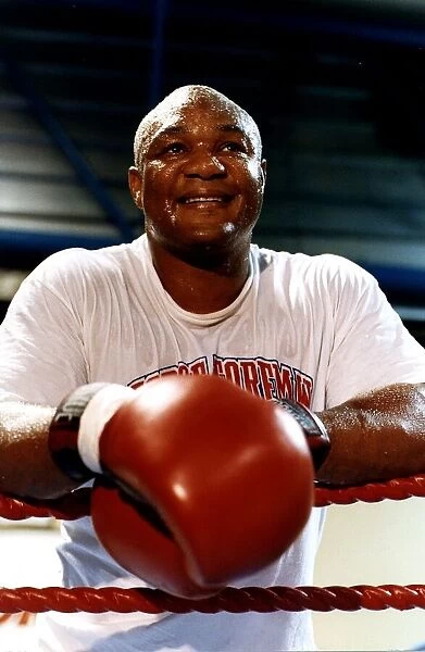 George Foreman Boxer In ring Leaning on ropes July 1993