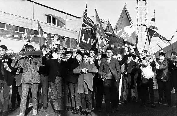 Liverpool fans outside Goodison Park Circa 1966