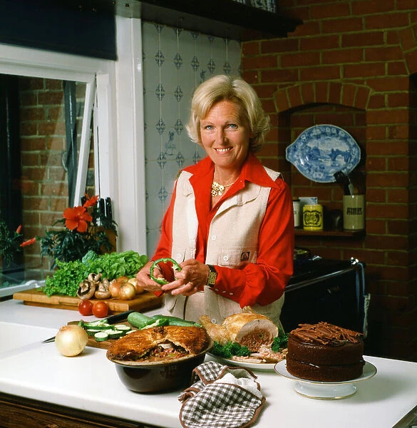 Mary Berry, British food writer and television presenter. October 1982