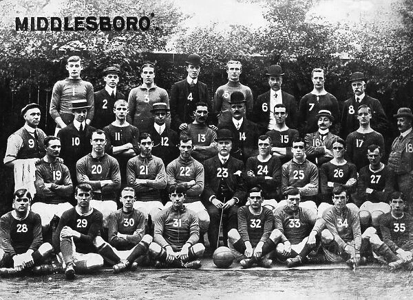 Middlesbrough Football Club 1908 (Back Row) 1 T. Heslop, 2