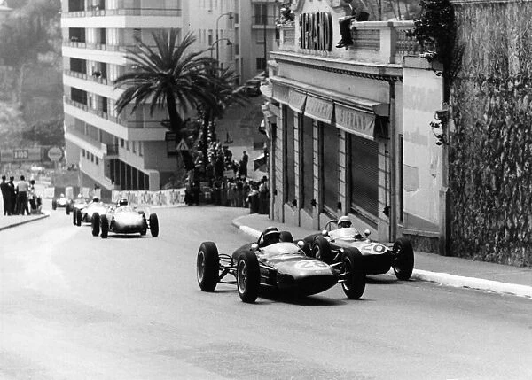Monaco Grand Prix, Monte Carlo, 1961. OPS Two Lotus-Climax cars, No