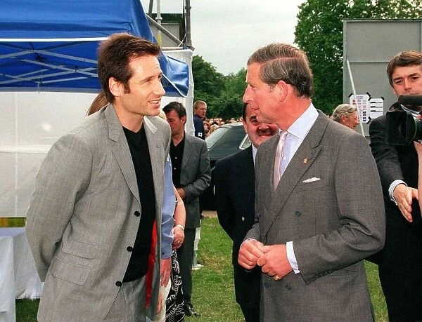 Prince Charles meets X Files actor David Duchovny July 1998 at the Party in the Park
