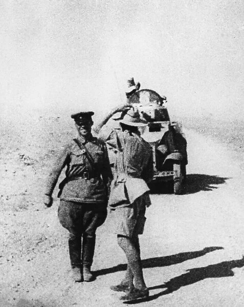 On the road over one of the desert son Iran a British Colonial officers of the Read Army