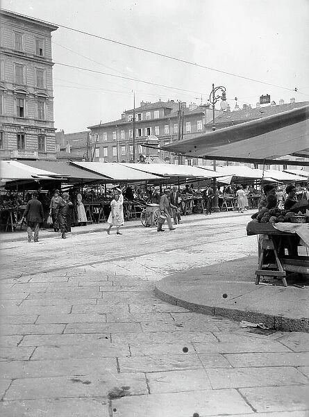 Market in the square in Trieste