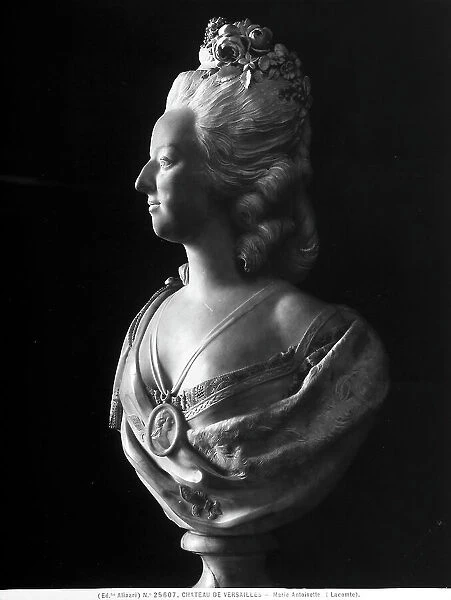 Portrait bust of Marie Antoinette, Queen of France; by Simon Louis Boizot, in the Muse National des Chateaux de Versailles et de Trianon, in Versailles