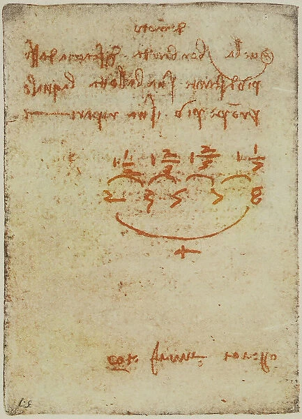 Reflections and calculations on the strength of the military cannon, writings from the Codex Forster II, c.57r, by Leonardo da Vinci, housed in the Victoria and Albert Museum, London