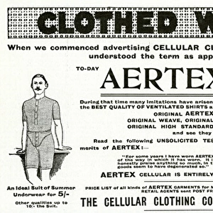 Advert for Aertex mens underwear 1909