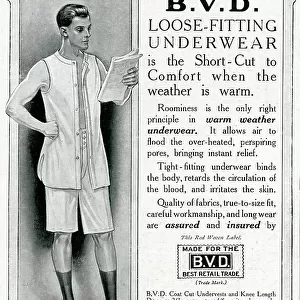 Advert for BVD underwear for men 1914