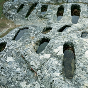 Anthropomorphic tombs. Necropolis of Revenga. Quintanar de l