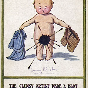 Baby on a comic postcard
