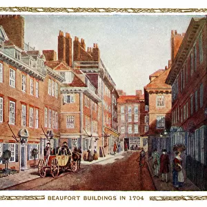 Beaufort Buildings in 1704, site of The Savoy Hotel, London
