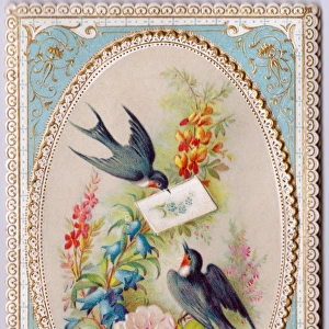 Bluebirds and flowers on an audible greetings card