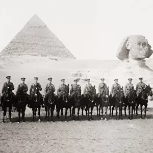 British cavalry officers, at the Sphinx, Egypt