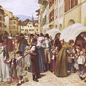 Children arrive at Morat - Switzerland War of 1798