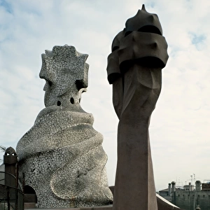 Chimneys at the roof of La Pedrera or Casa Mila by (Antoni G