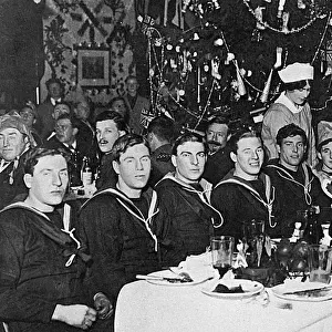 Christmas Day with the Fleet, sailors enjoy Xmas dinner, WW1