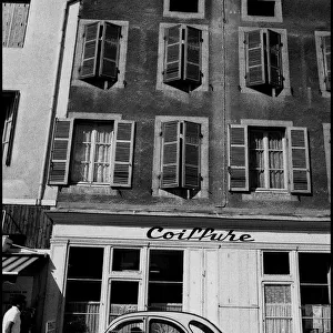 Citroen 2CV outside hairdressers, France