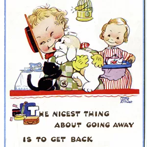 Coming home postcard, Mabel Lucie Attwell