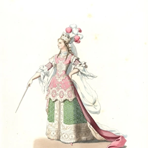 Costume of an Italian noble woman, 14th century