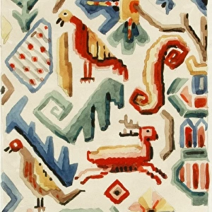 Design for Woven Textile with birds and animals
