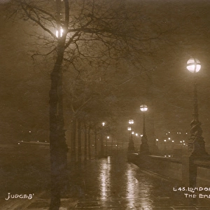 The Embankment on a wet night, London