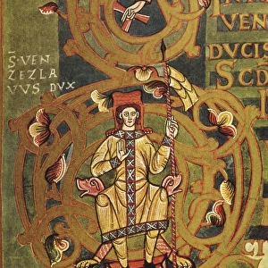 Gospel of Visherad. 1083. Detail of Saint Wenceslas