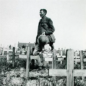 Henry Williamson in a cemetery somewhere in France