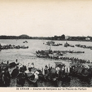 Hue, Vietnam - Sampan racing on the Perfume River