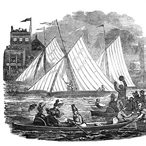 Illustration, boating on the River Thames