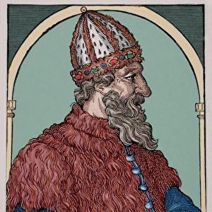 Ivan the Great (1440-1505). Engraving. Colored
