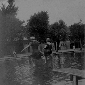 Jumping into Commercial Road Swimming Baths, Bedford