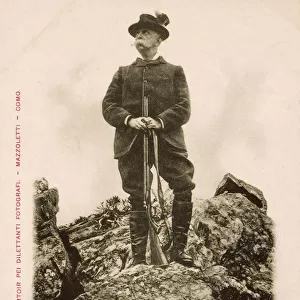 King Umberto I of Italy out hunting on his Tyrolean Estates