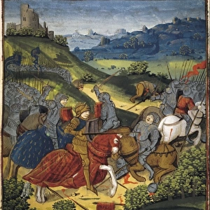 Lancelot in a battle. Illustration of Lancelot