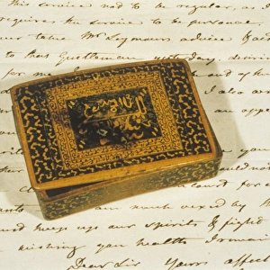 Letter from J Watt, 1803, with snuff box