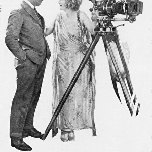 Mae Marsh and Rene Guissart filming The Flames of Passion (1