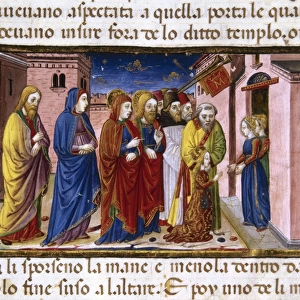 Mary is hosted by the virgins of the temple. Codex of Predis