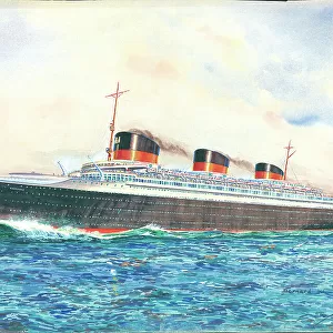 The Normandie Ocean Liner Shipping Watercolour