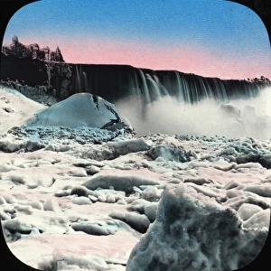 Partially-frozen Niagara Falls, NY State, USA