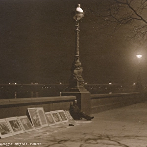 Pavement Artist - Nighttime on the Thames Embankment
