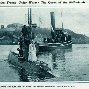 Queen Wilhelmina of the Netherlands aboard a submarine