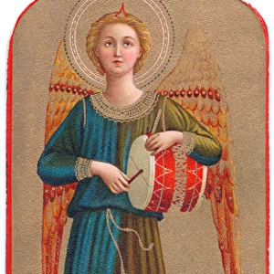 Renaissance style musical angel with drum