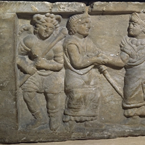 Spain. Etruscan art. Urn. Farewell between spouses. Detail