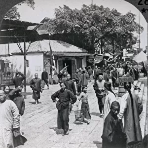 Street scene in Canton (Guangzhou) China, c. 1900 Vintage early 20th century photograph