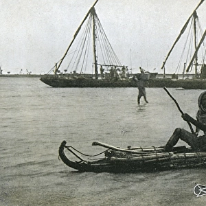 Sudan - An Ambatch Canoe on the White Nile