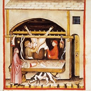 Tacuinum Sanitatis. 14th century. Butchery