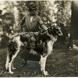 Woman with an Irish Wolfhound